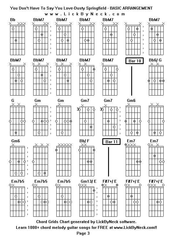 Chord Grids Chart of chord melody fingerstyle guitar song-You Don't Have To Say You Love-Dusty Springfield - BASIC ARRANGEMENT,generated by LickByNeck software.